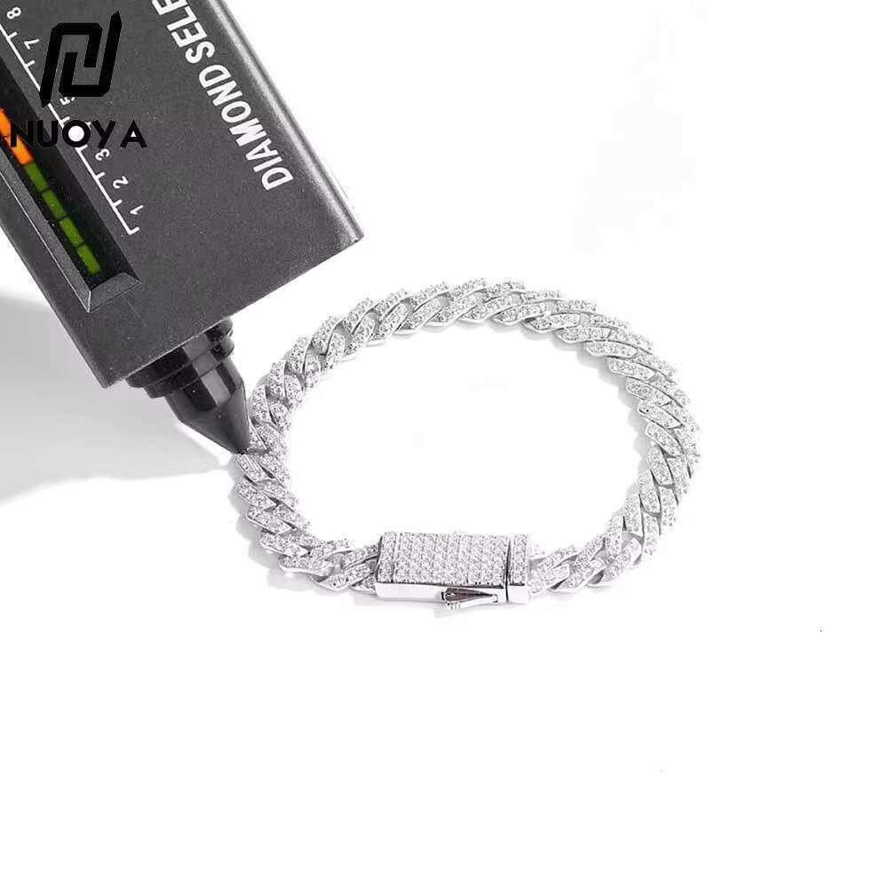Miami Cuban Link Bracelet High Quality Cubana Hop Jewelry 6 to 20mm 925 Sterling Silver VVS Moissanite Iced Out Bracelet