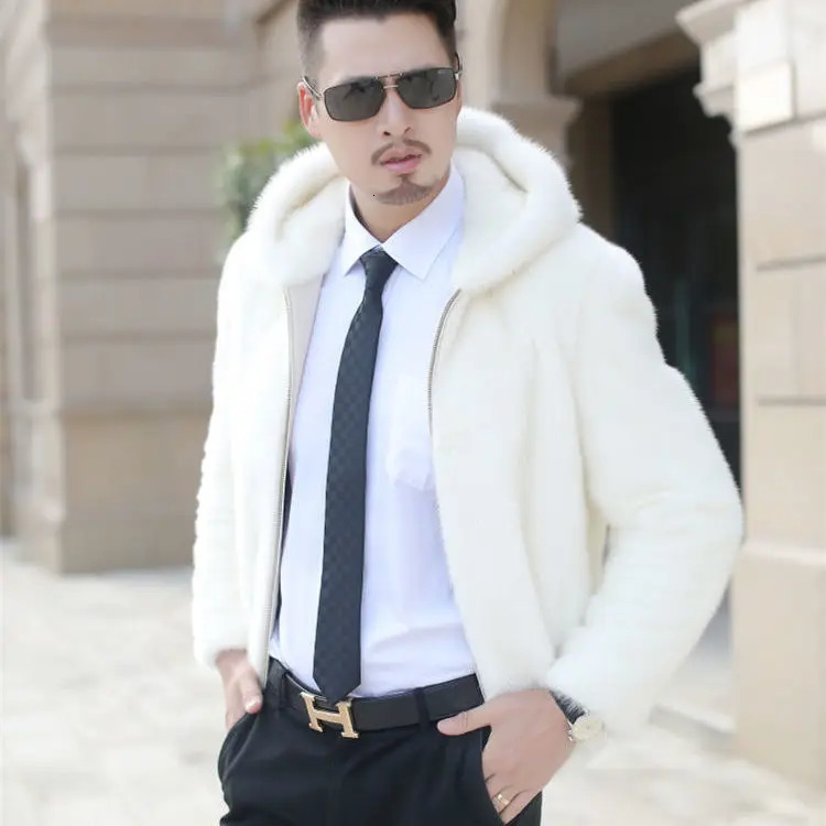 Fashion Autumn Winter Men Faux Mink Fur Coat Fluffy Warm Outwear Male Thick Solid Loose Casual Stand Male Jackets W34 251105