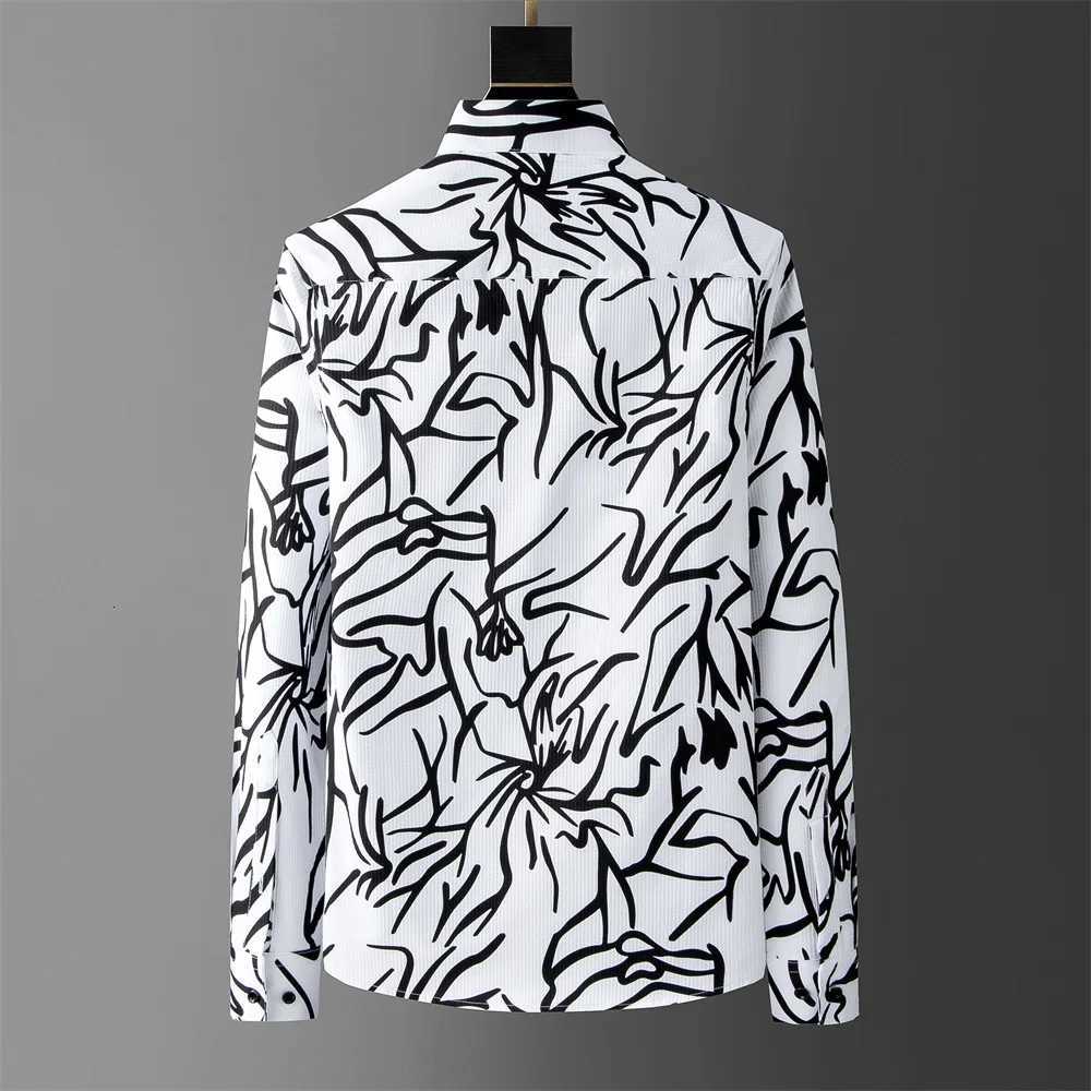 2025 Art Printed Mens Shirt Summer Fashion Loose Casual Shirt Long Sleeve Business Office Social Shirt Streetwear Men Clothing K251110