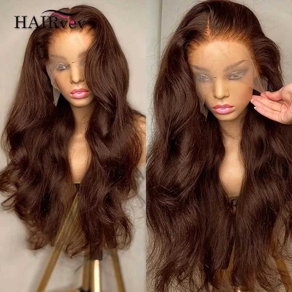 Chocolate Brown 13x4 Lace Front Wig Brazilian Pre Plucked 13x6 HD Lace Frontal Wigs Dark Brown Body Wave Human Hair Closure WigsT251111