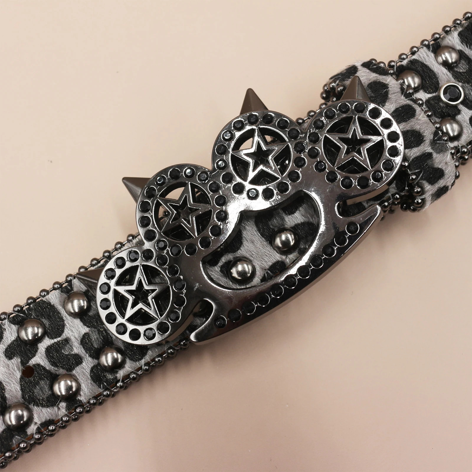 Leopard Cats Paw Fashion Rhinestone Studded Belts with Diamonds Female Y2K Accessories Gothic Style bb Belt For Women 251110