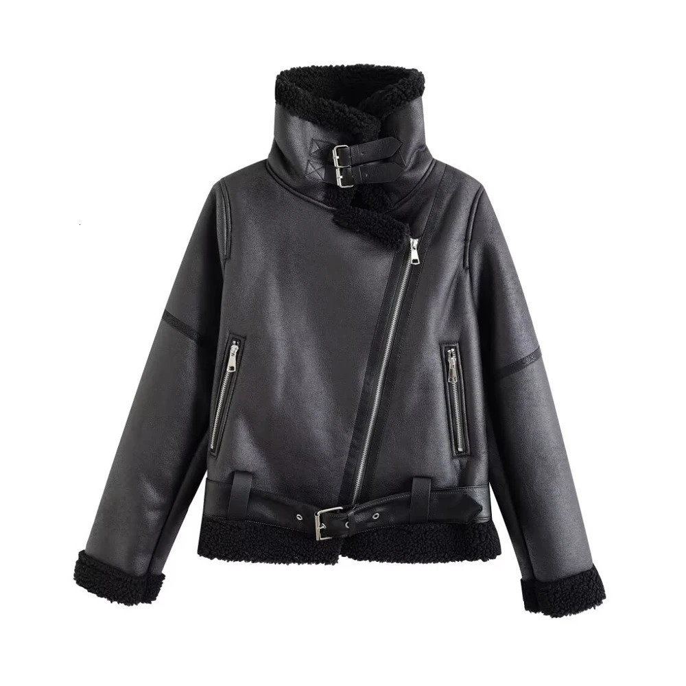 Womens Thick Warm Faux Suede Jacket with Belt Long Sleeve Front Zipper Female Outerwear Chic Tops Winter Fashion 251105