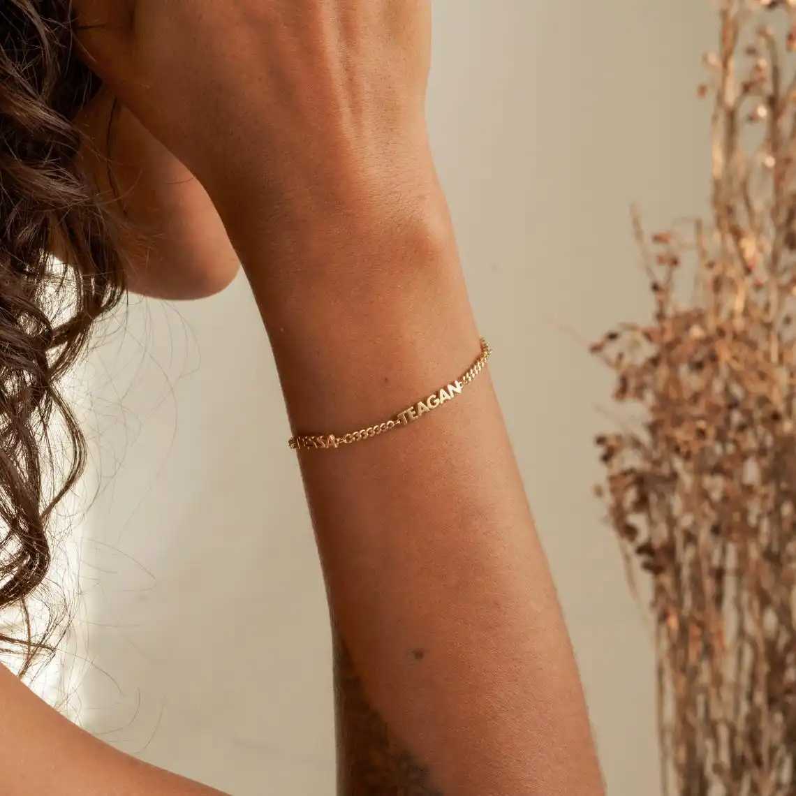 Custom Name Bracelet Women Personalized First Name Bracelet Curb Chain Stainless Steel Baby Name Bracelet Handmade JewelryC250410