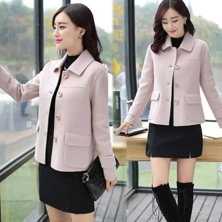 Short Woolen Jacket Womens Casual Versatile Autumn Fashion Korean Style Slimming Top for Small Figures Trendy Polyester Fiber 251103