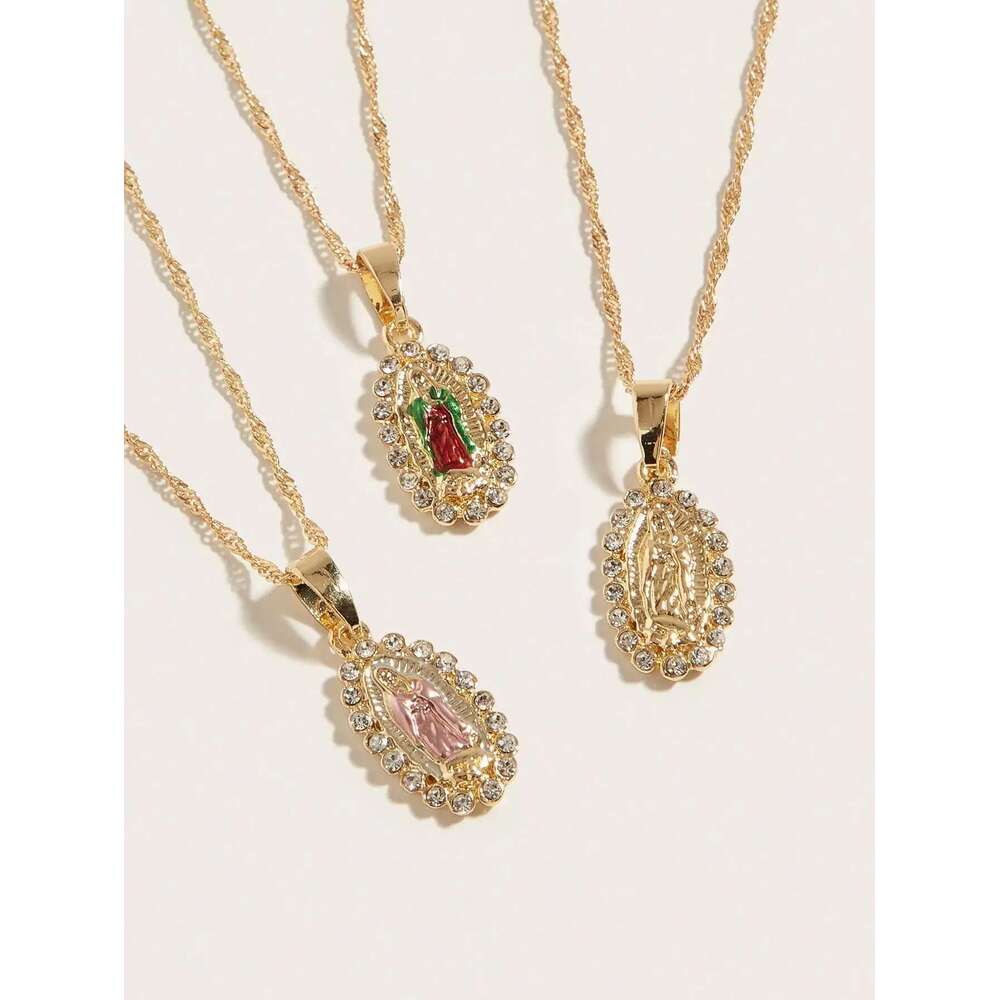 1pc Fashion Simple Ladies Virgin Mary Mother Pendant Necklace
