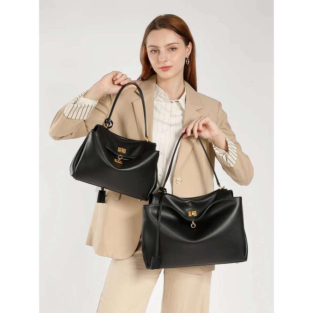New Rodeobag Leather Kelly Women's Large Capacity Advanced Lock Fashion High Sense Tote Bag