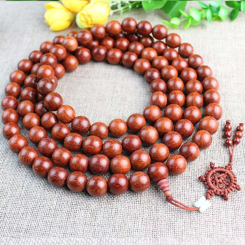 108 Redwood Buddha Ethnic Style Red Prayer Bead Bracelet