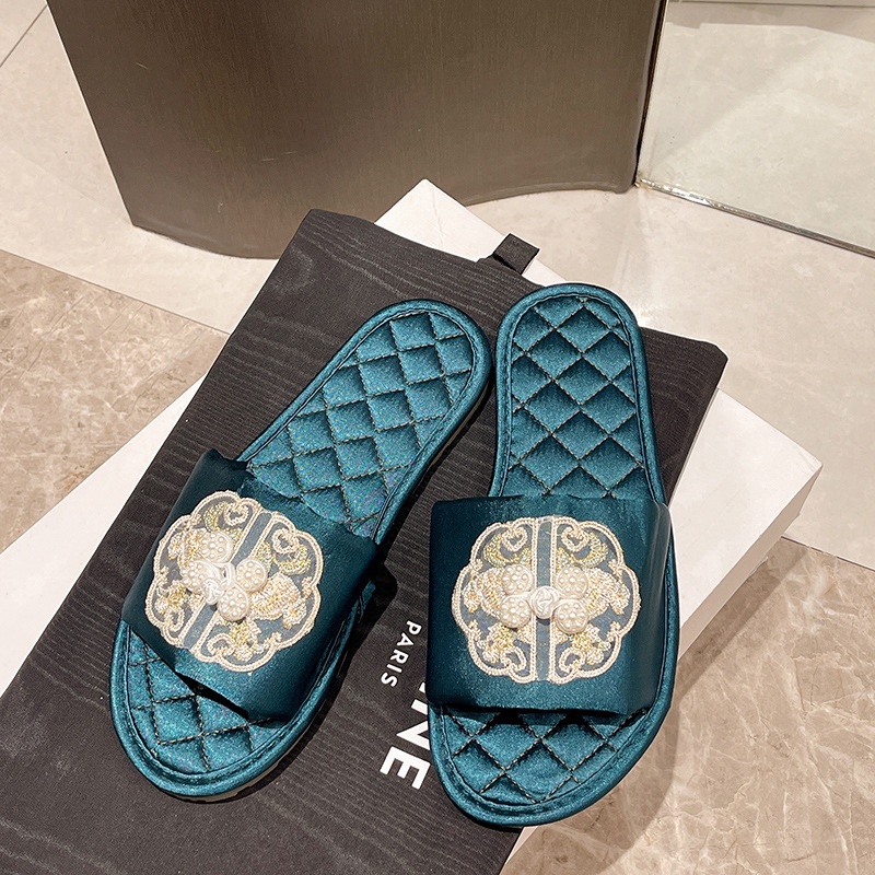 New free delivery summer fashion new Chinese flat bottomed home cool mop light black red designer women sizes 35-40