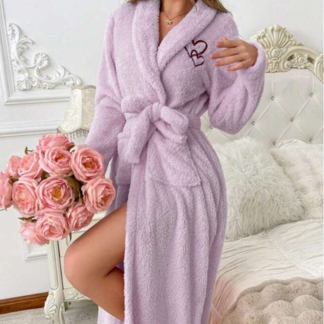Women's Pajamas Autumn Coral Fleece Thickened Flannel Bathrobe Winter Hooded Nightgown Cute Homewear S-XL
