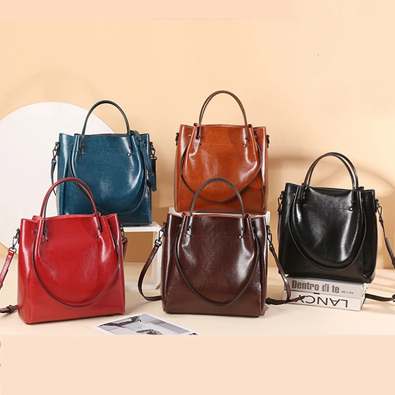 Burminsa Retro Cowhide Genuine Leather Handbags For Women 2025 Work Tote Shopping Ladies Shoulder Crossbody Bags 251103