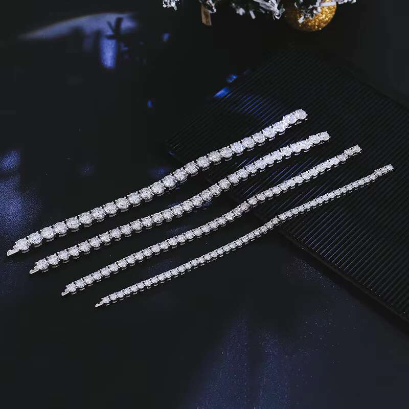 Luxury VVS D Moissanite Tennis Chain Hip Hop 925 Silver 3mm 4mm 5mm Tennis Bracelet Necklace Fashion Gold and White Jewelry