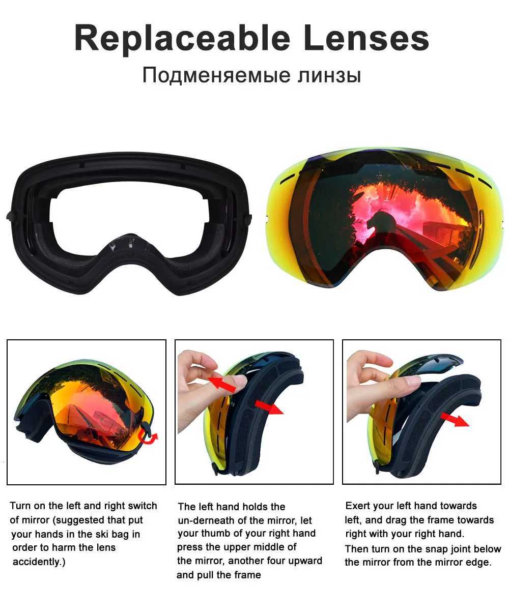 UV400 Double Layers Anti-fog Ski Goggles Lens Ski Mask Glasses Skiing Snow Snowboard Eyewear Mirror Polarize Goggles for Men K251110