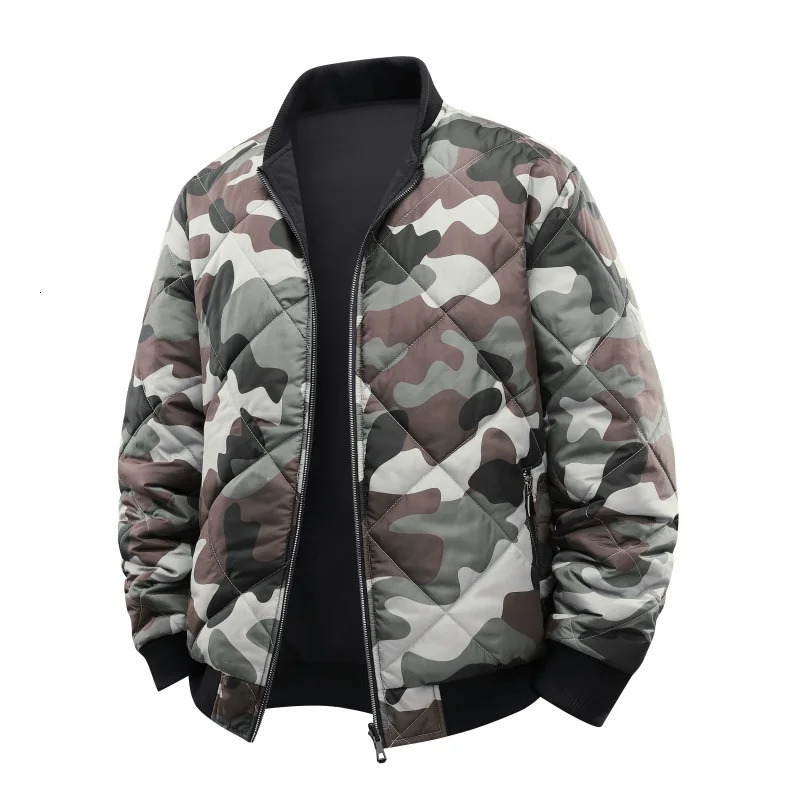Double-Sided Wear Camouflage Puffer Jakcet Men Autumn Winter Padded Pilot Jackets Mens Baseball Uniform Outerwear Workwear Coat 251106