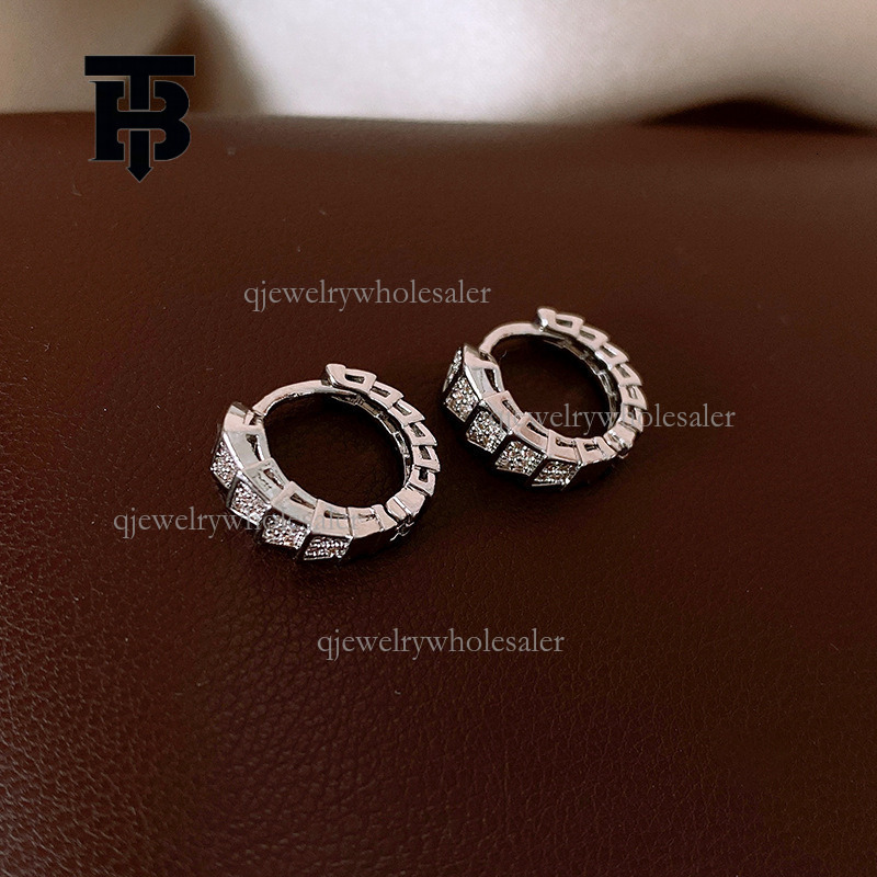 TB BHULAMTE Designer Luxury Earrings Micro Inlaid Full Zirconia Dynamic Serpentine Earrings Personalized Retro Women's Fashion Jewelry Accessorie