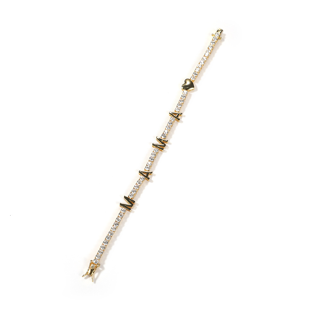 3MM New In Custom Letter Name Tennis Bracelet For Women Hip Hop 14k Gold Full Cubic Zirconia Diy A-Z English Initials Personalized DIY Bangle Bracelet