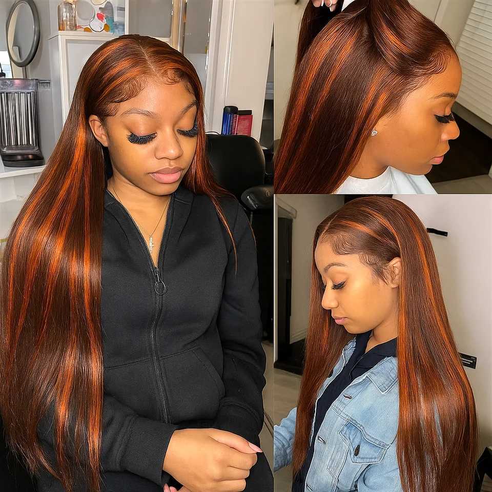 P4/350Gradient Wig human hair Glueless wigs 5x5 hd Lace Wigs Colored Highlight Wig Straight human hair wigs Ombre human hair wigT251111