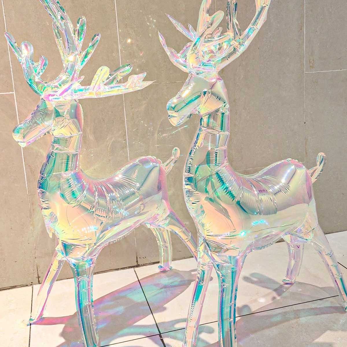 Christmas 1pc2pcs 3d laser deer balloon transparent animal shape elk balloon Christmas decoration New Year party decoration Y251111