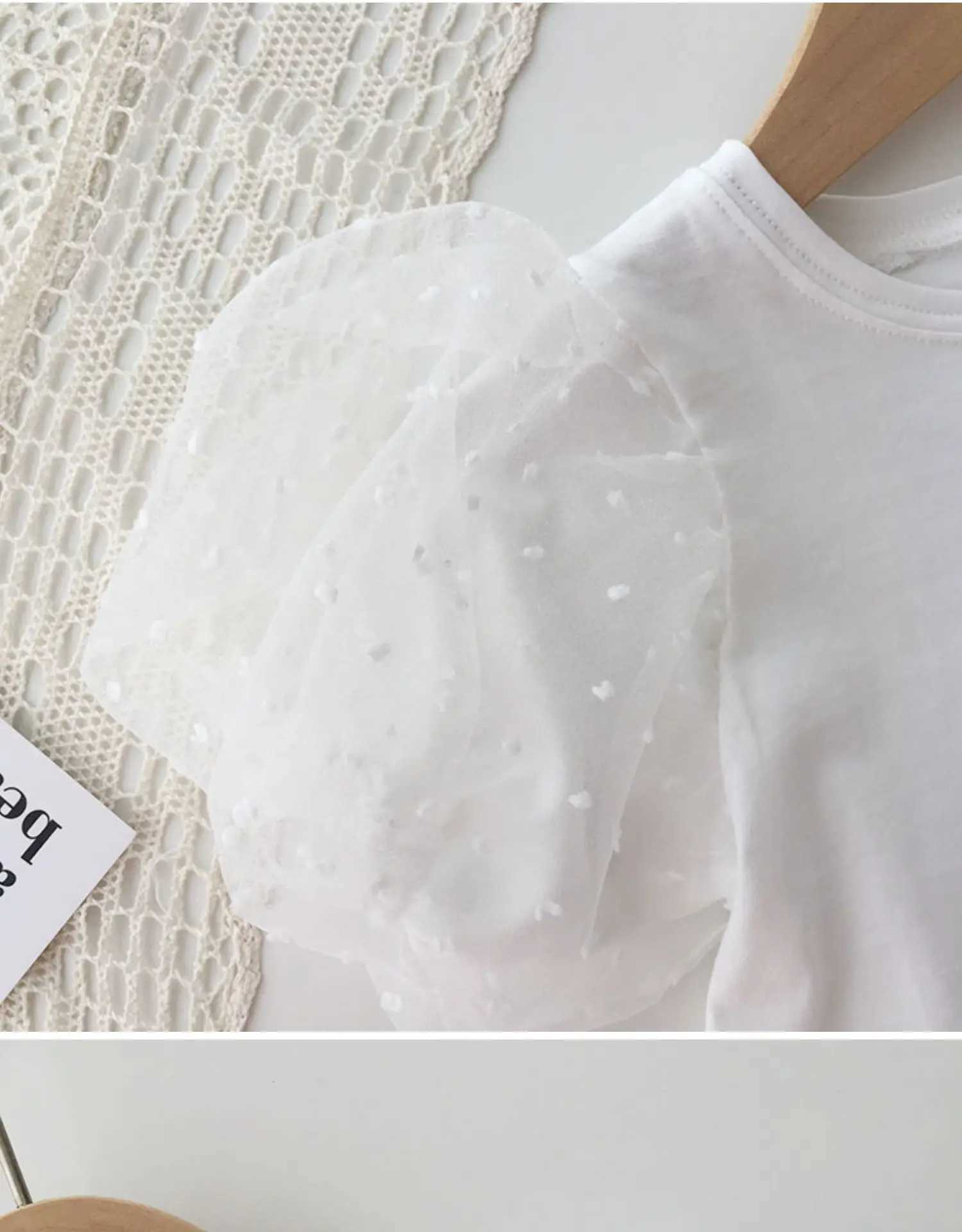 2024 Childrens Girl Explorer Short Sleeve T-shirt+Denim Skiing Summer Ruffle Fish Tail Jeans Skiing 2-piece SetXJ250410