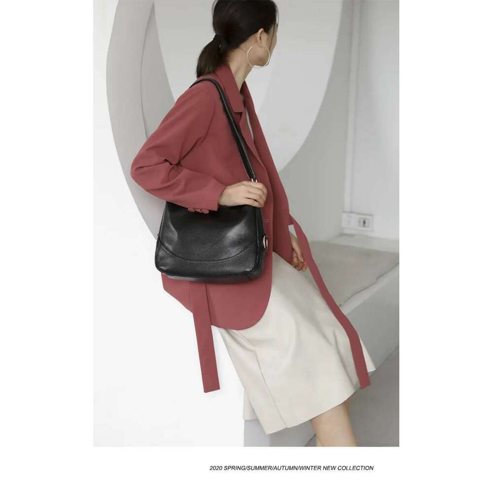 Genuine Leather Women's Handbag Versatile Top Layer Cowhide Large Capacity Shoulder For Mothers' Simple Crossbody Tote Bag