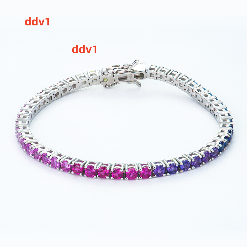 Custom 925 Sterling Silver Hip Hop Tennis Chain Bracelet Multi-Color 3mm 4mm 5mm Green Lab Grown Spinel for Gifts