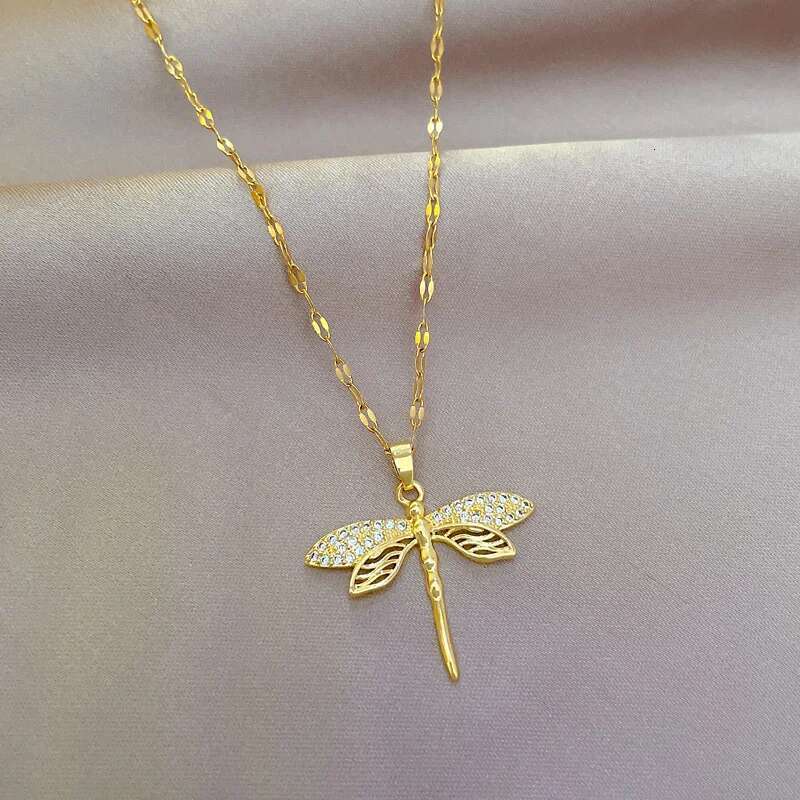 DIEYURO 316L Stainless Steel Personality Dragoy Pendant Necklace For Women Fashion Girls Clavicle Chain Party Jewelry Gifts