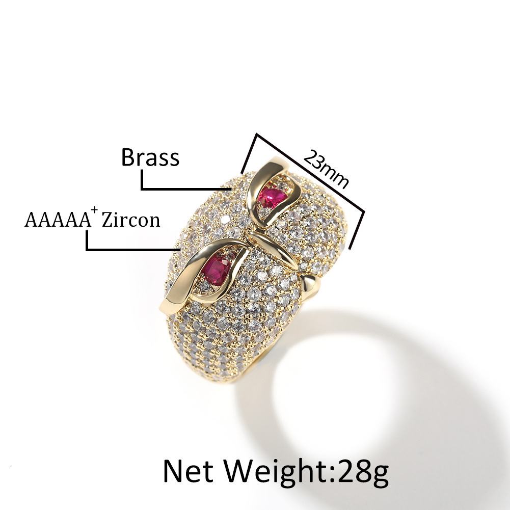 Creative Owl Ring Hip Hop Personalized Ruby setting VVS Moissanite Animal Ring Fashion Accessories