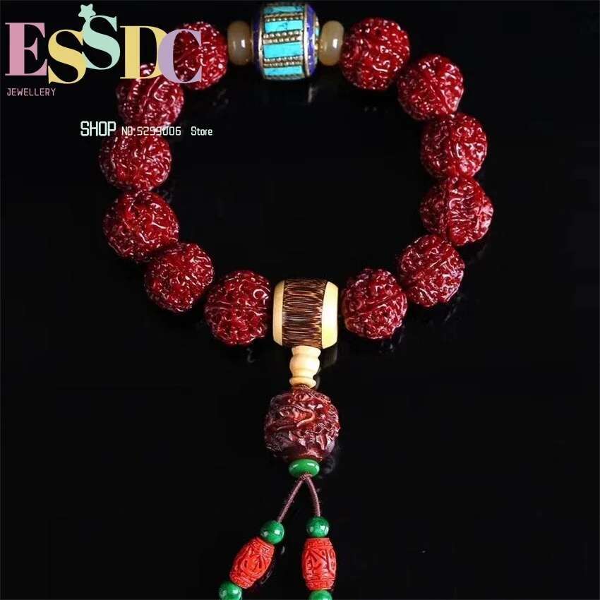 18Mm Six-Petal Big Vra Bodhi with Small Leaf Red Sandalwood Brave Men Women Bracelets and Beads Jewelry Who