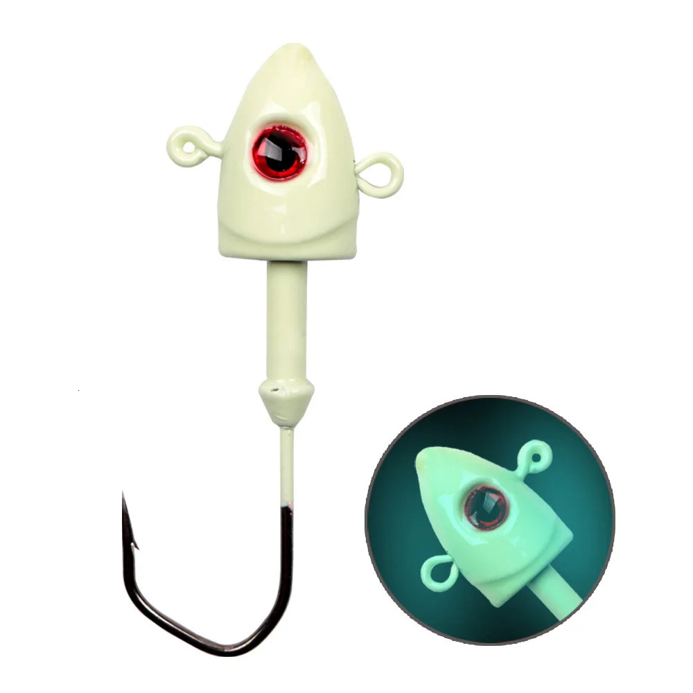 2PCS Jig Head Fishing Hooks 7g 11g 14g 21g 28g Stainless Steel Fishhook Luminous Worm Offset Hook 3D Eyes Bass Pike Pesca Tackle 251103