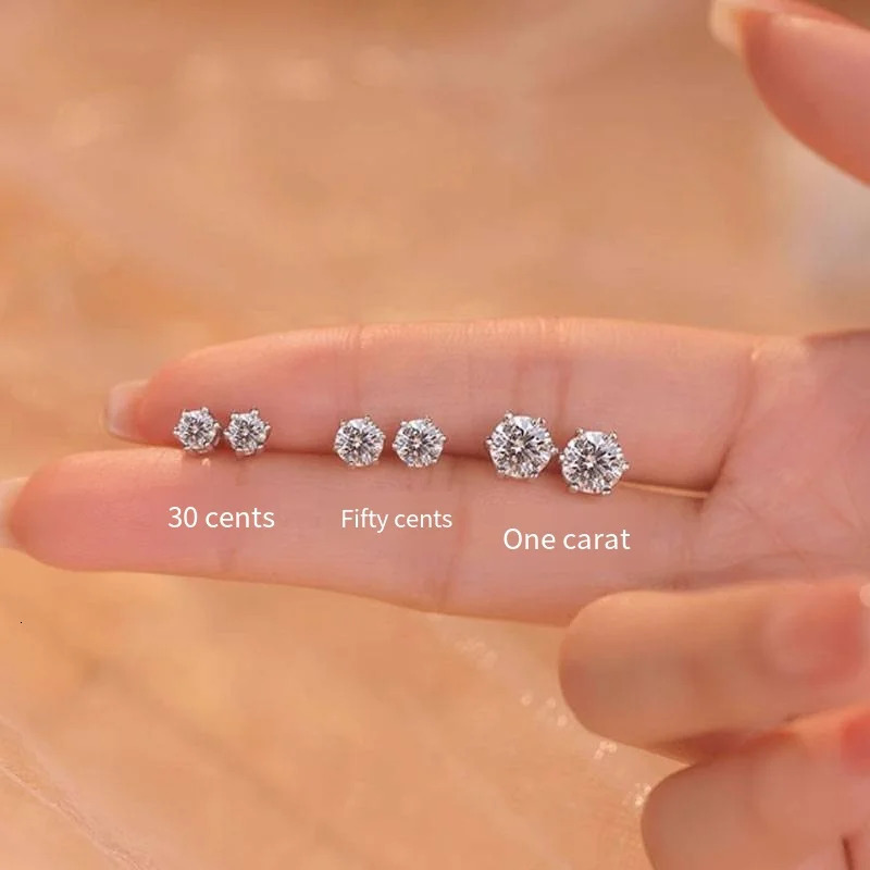 TEN S 05ct3ct D Color Certified Stud Earrings Lab Created Diamond 925 Sterling Silver Wedding 251031