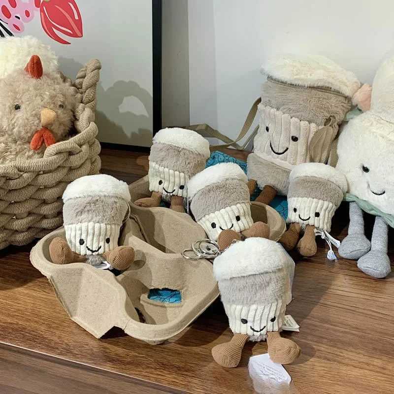 Label Jelly Cat Plush Toy Coffee Cup Keychain Pendant Cute Accommodation Bag Filled Holiday Gift Jelly Cat Animal W250411