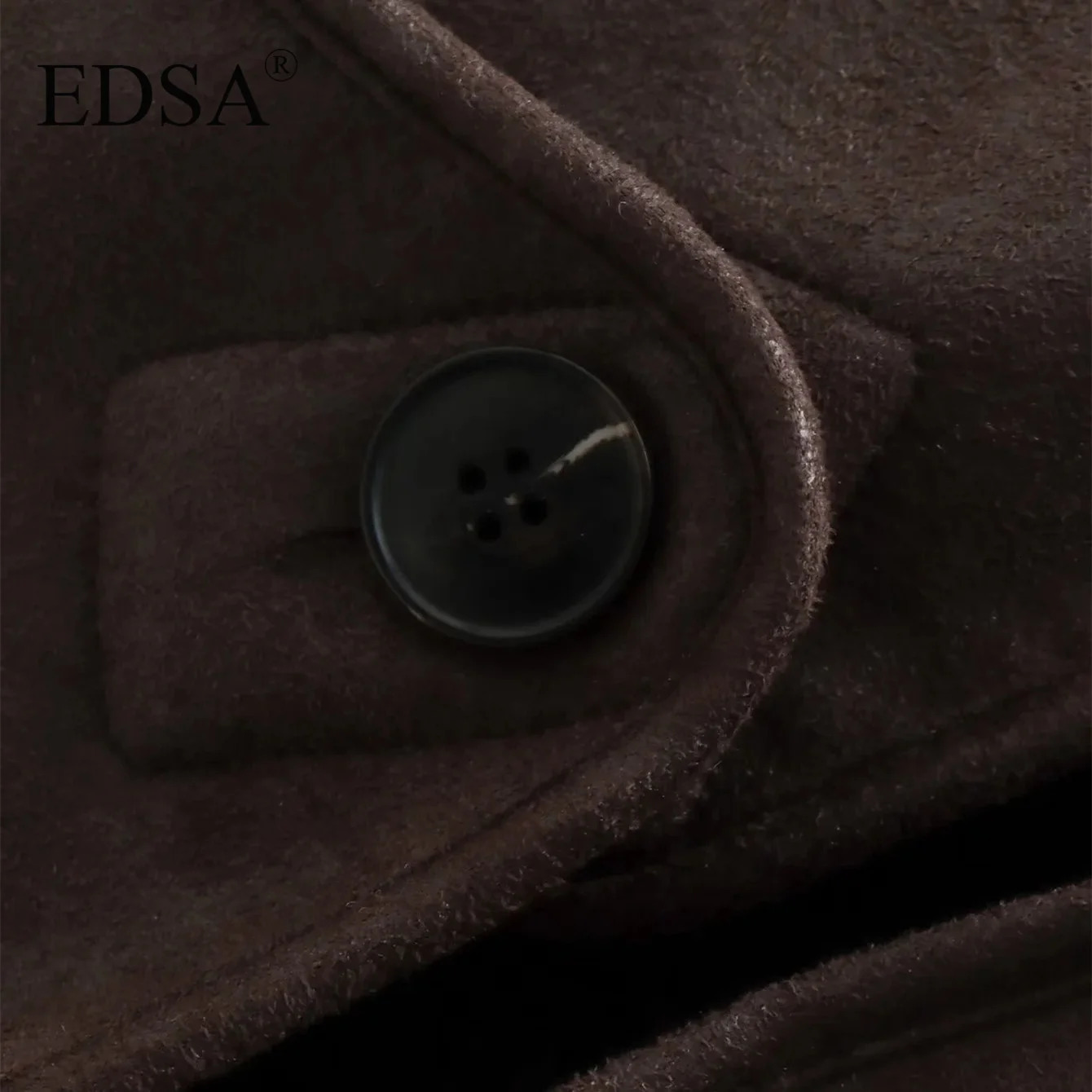 EDSA Woman Thick Faux Leather Jackets for Women Autumn Winter Warm Wool Blends Coats Plush Double-sided Jacket Pocket Jacket 251105