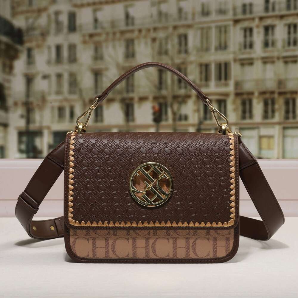 CH Exquisite Brand Fashion Handbag Classic Solid Design Shoulder Dark Letter Emed Ladies Party Bag