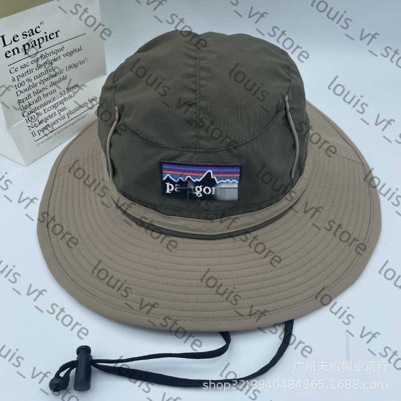 Color Blocked Trendy Fisherman Hat for Men Mountain Climbing and Fishing Quick Drying Drawstring Sun Shading Embroidery H250411
