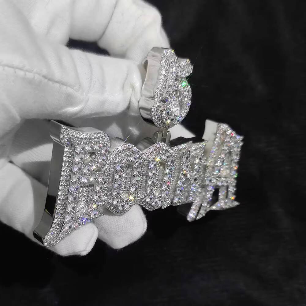 NUOYA Customized Hip Hop Jewelry Iced Out Diamond Name Pendant Personalized Shiny Diamond Custom Letter Pendant Customizable