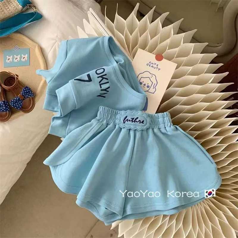 Childrens Girls Summer Set Fashion Summer Latest Childrens Short sleeved T-shirt Two piece Baby Clothing Childrens ClothingXJ250410