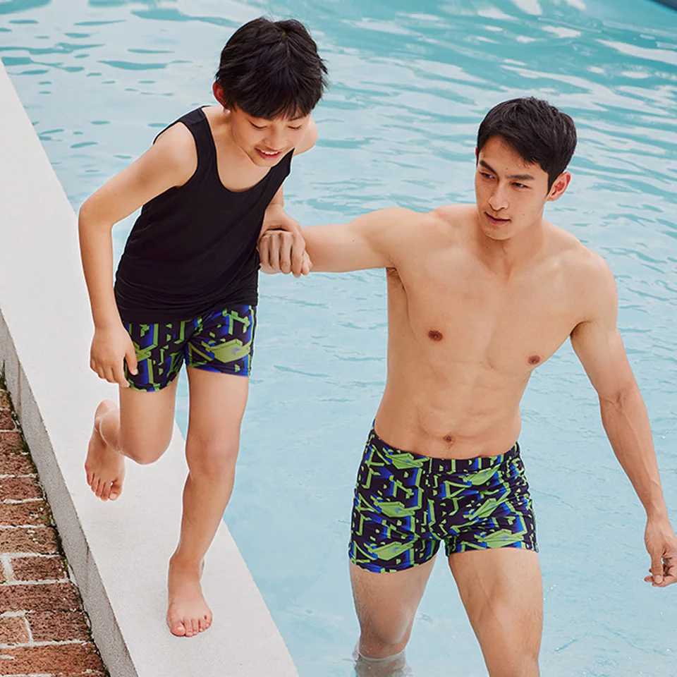 Young boy swimming interference machine solid swimsuit UPF 50+sun prefabricated fast drying sports swimsuit childrens swimming shortsW250410