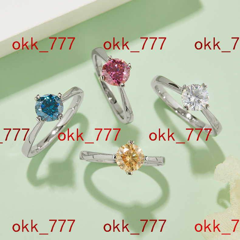 Anillo De Moissanita Silver Jewellery White Gold Plated Green Yellow Pink Moissanite Rings