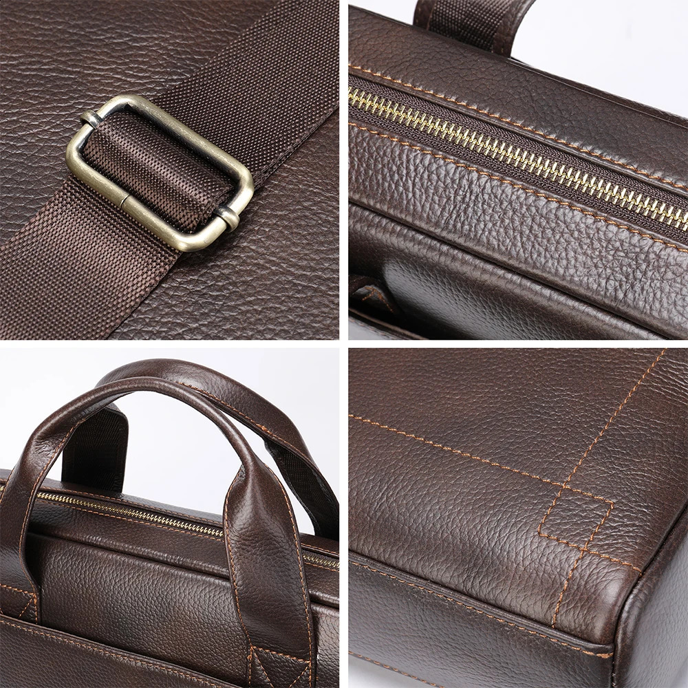 WESTAL mens leather laptop bag briefcase office natural Porte document 5006 250409