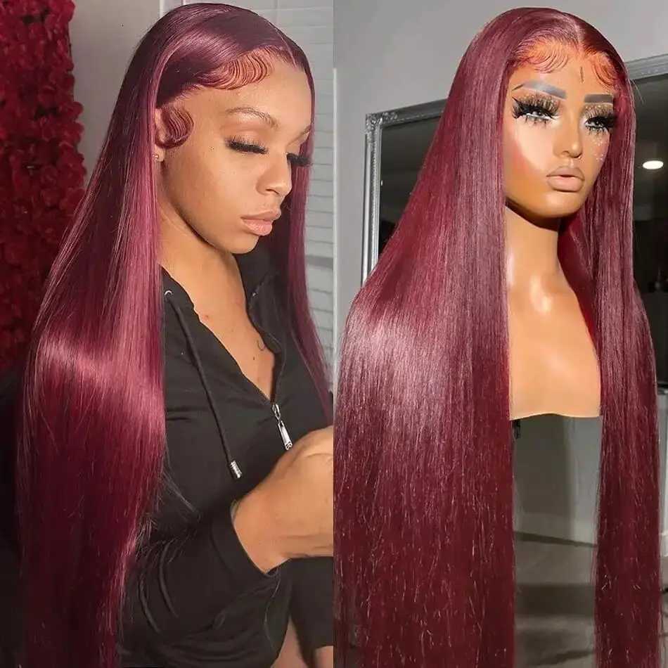 HD Lace Front Wig Human Hair Wigs 99J Burgundy Pre Plucked 13x6 Colored HD Lace Frontal Human Hair Wigs Hot Star Straight WigT251111