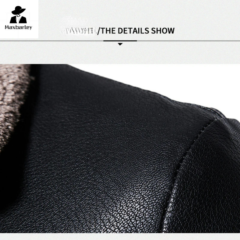 Winter Warm Leather Jacket Mens Fur Collar Windproof Thick Wool Motorcycle Coat Fashion Leather Biker Jacket 251110