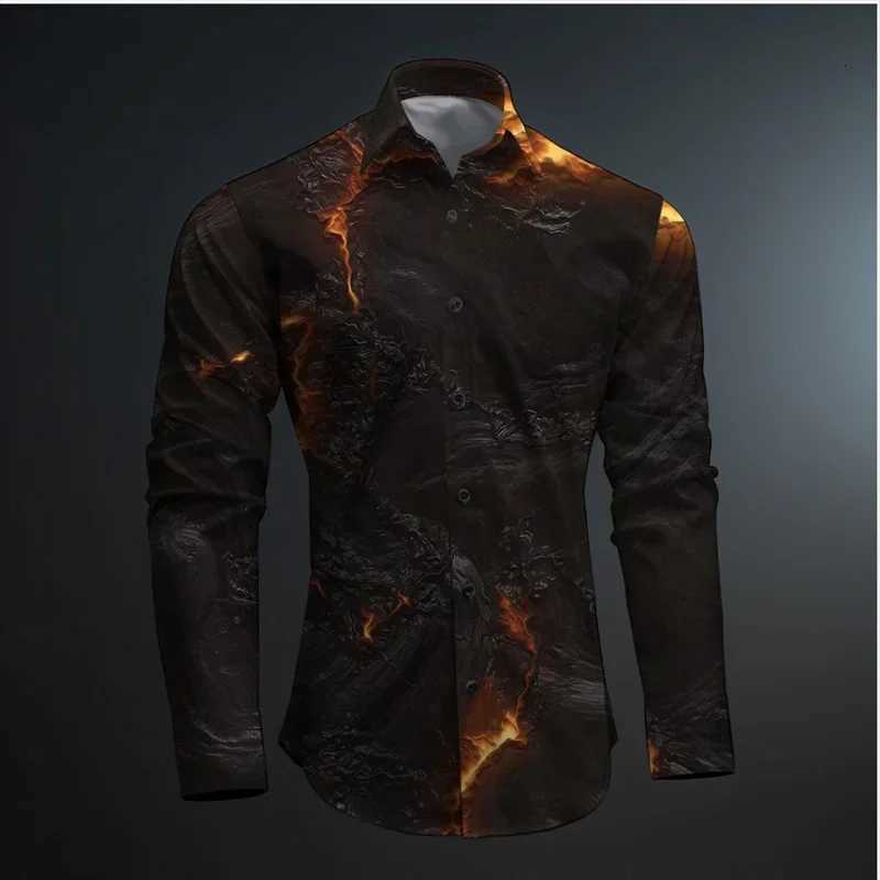 2024 New Geometry 3D Printing Color Block Abstract Fashion Casual Mens Shirt Party Street Spring and Autumn Lapel Long Sleeve K251110