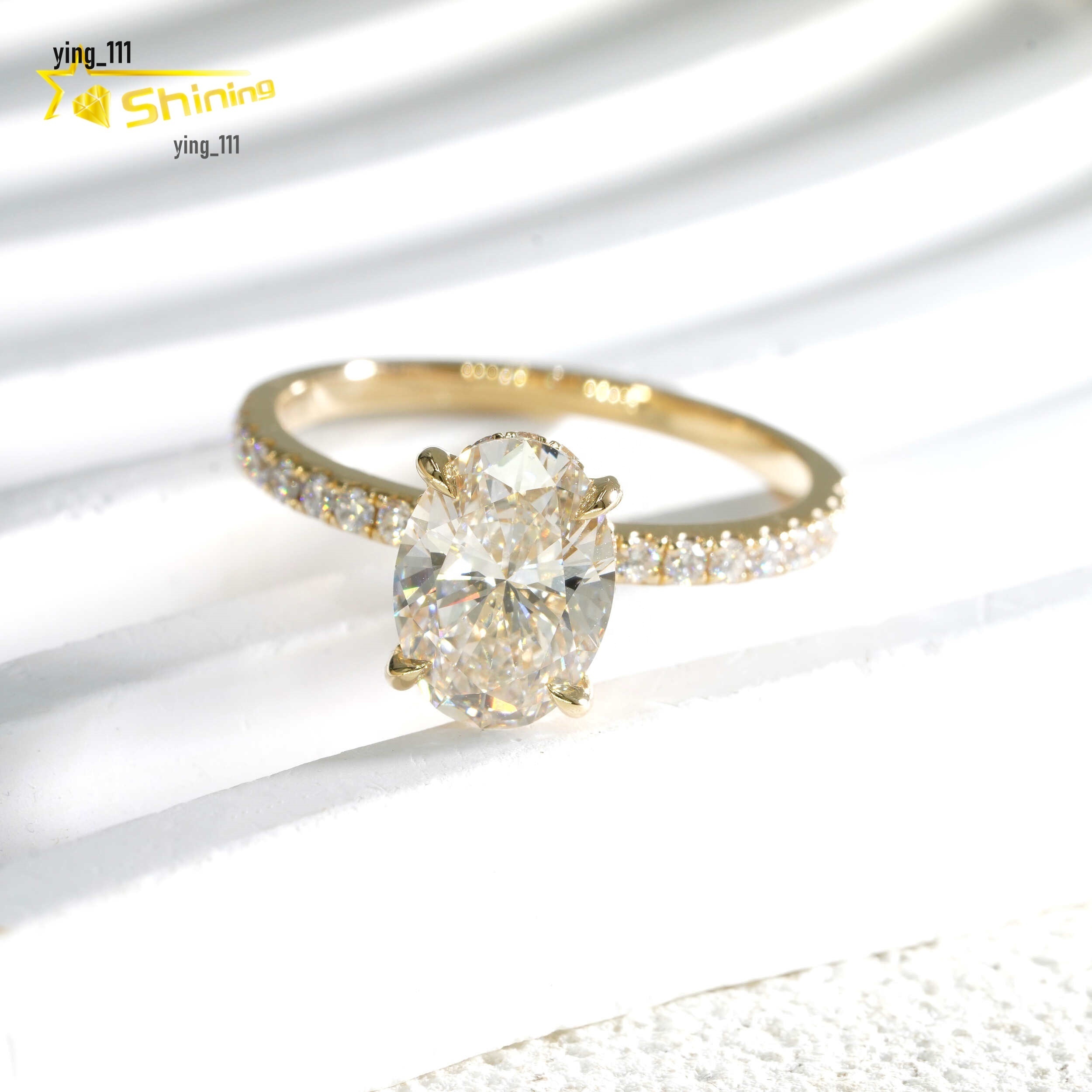 Fine Jewelry 14K Solid Yellow Gold Rings with Certificate Oval Cut 2CY VVS2 IGI Lab Grown Diamonds Engagement Rings