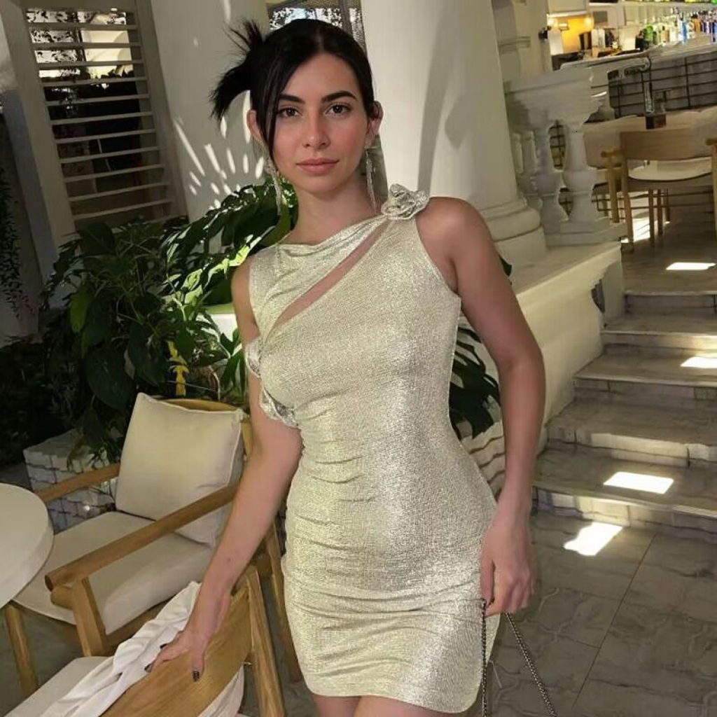 Draped Iris japonica Knot Hollow Wrap Hip Fitted New Cocktail dress Dress