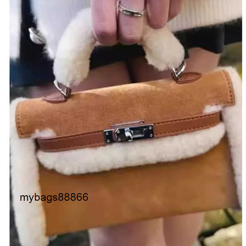 Designer Bags Women Wool Autumn Winter New Suede Lamb Fur Gold Brown Teddy Bear Handbag Crossbody Bag Cute and Versatile Small Square B I VUWP
