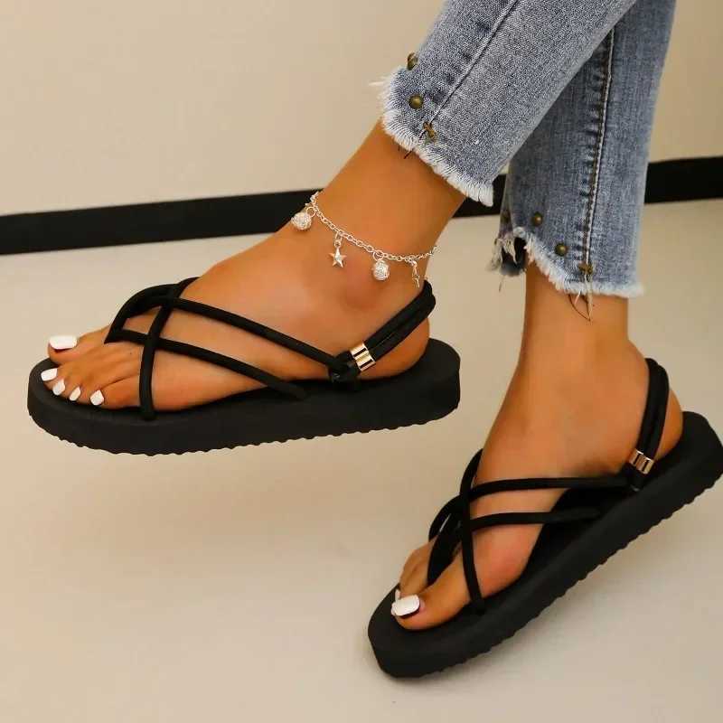 Womens shoes 2024 high-quality plus size womens sandals Fi narrowband daily sandals womens new leather toe flat shoesXJ250410