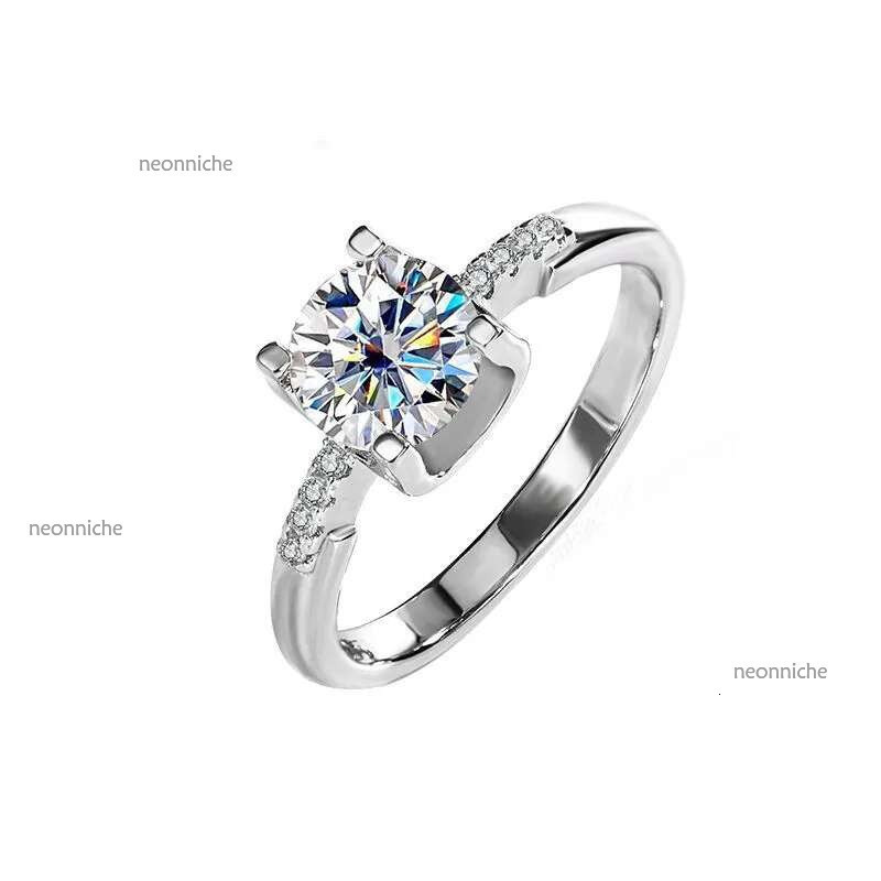 Pass Dia Tester For Women Sterg Sier 1CT VVS Moissanite Love Ring Daughter Girl Wed Engagement Rings Mens Jewelry Woman Gift