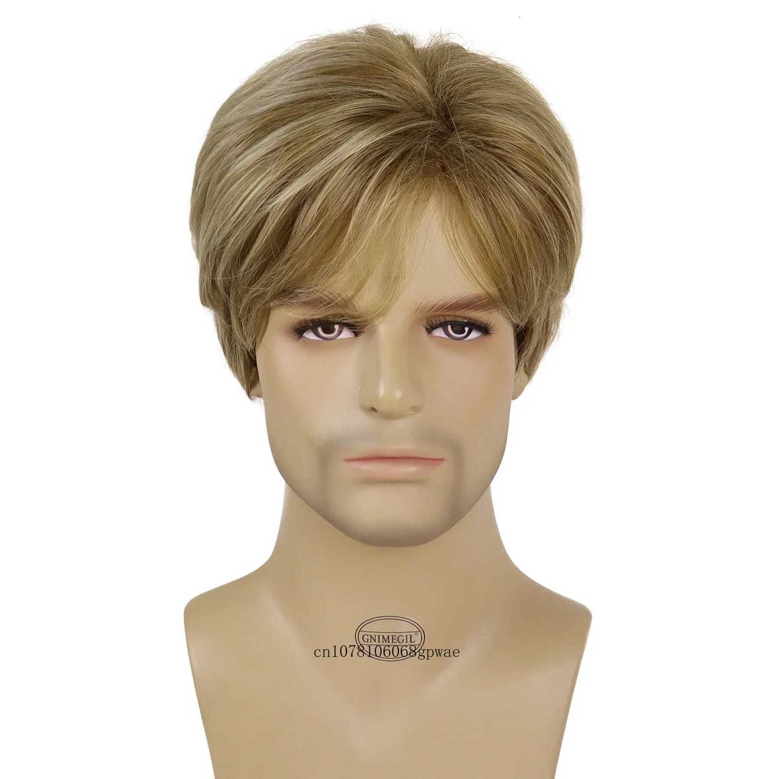 Synthetic Hair Short Straight Men Wig Blonde Color Heat Resistant Wigs for Male Halloween Daily Costume Party Natural LookingT251111