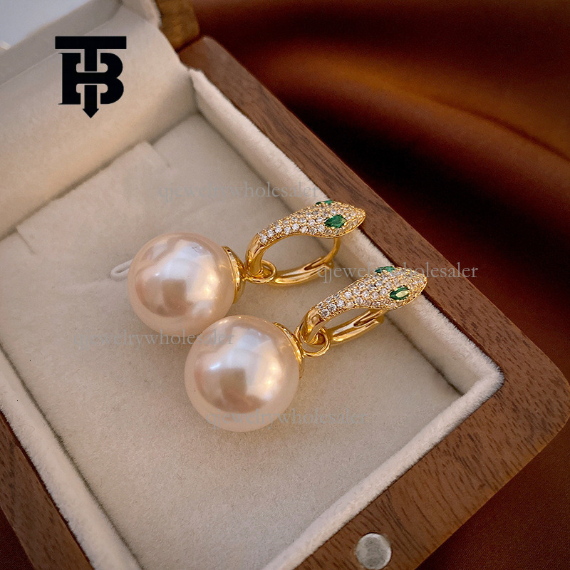 TB BHULAMTE Designer Serpentine Inlaid Zircon Earrings Sweet Girl Lightweight Luxury High End Ring Earrings Fashion Simple Women's Jewelry Valent