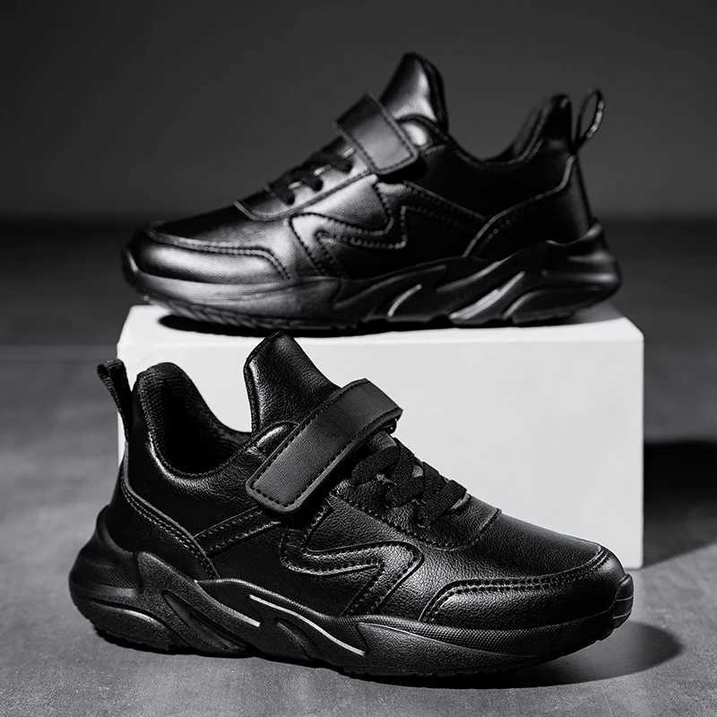 Childrens sports shoes childrens leather black boys shoes outdoor school running shoes student casual sports shoes Z250411