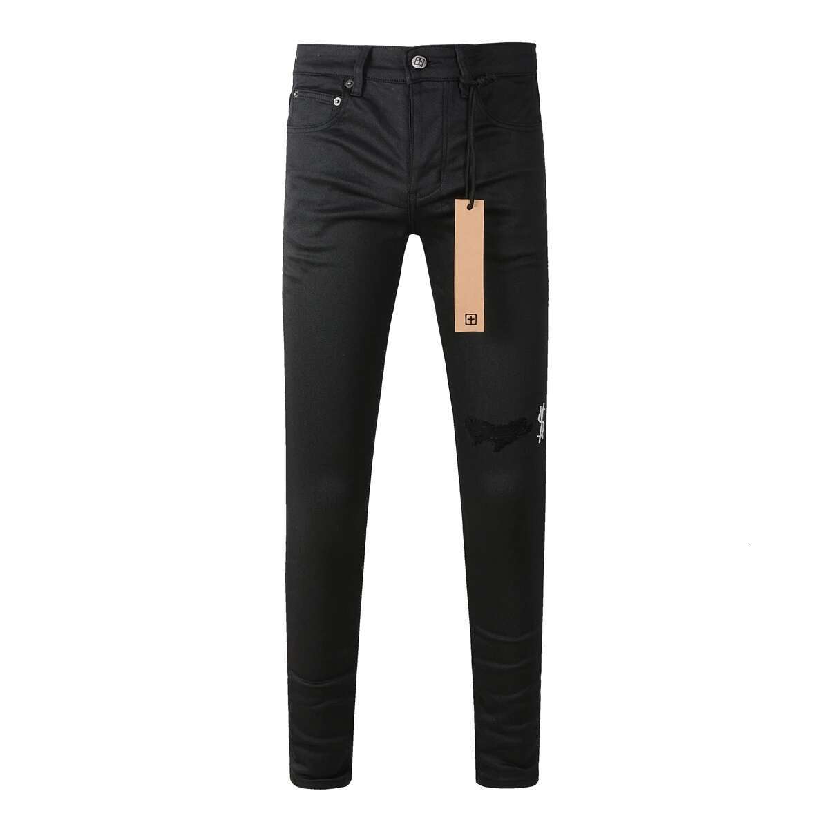 Fashion Black KSUBI Jeans Men Paint Hole Trend Low Rise Skinny Denim Pants Pleated Ripped Frayed Trousers 3020
